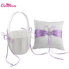 Wedding Ring Pillow Flower Basket with Satin Ribbon Bow